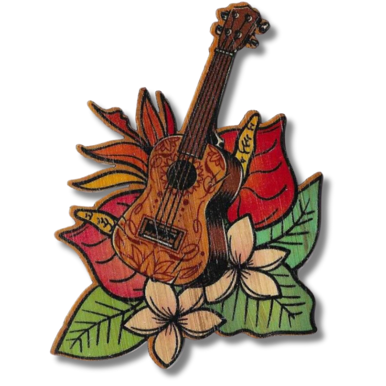 Floral Ukulele Bamboo Sticker