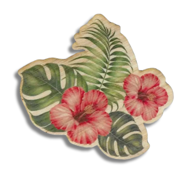 Hibiscus with Monstera Bamboo Sticker