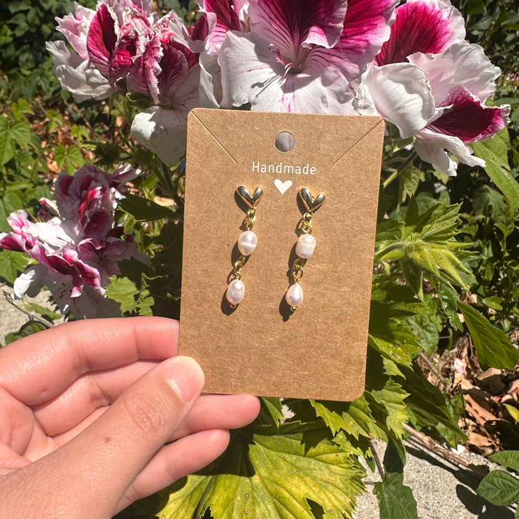 Pearl Heart Earrings