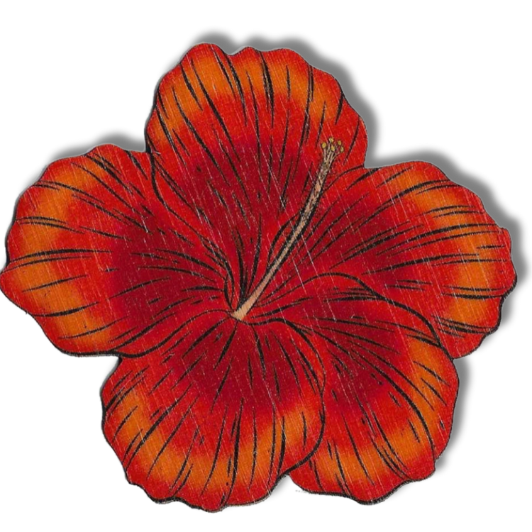 Red Hibiscus Bamboo Sticker