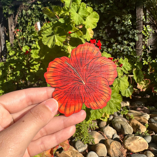 Red Hibiscus Bamboo Sticker